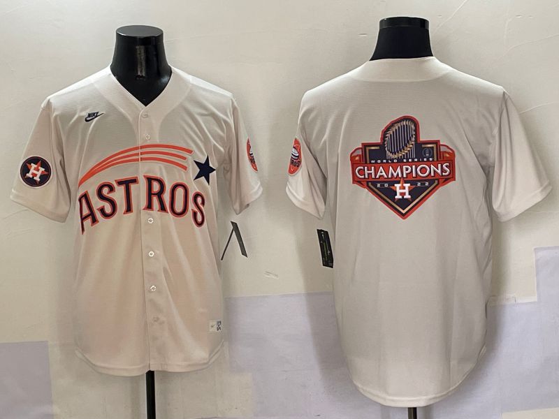 Men Houston Astros Blank Cream Five generations Joint Name 2025 Nike MLB Jersey style 23->houston astros->MLB Jersey